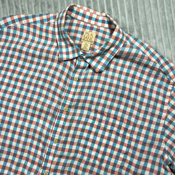 Jos A Bank Linen Button Up Shirt Men's 2XL Gingham Plaid Colorful Beach Resort - Picture 6 of 15